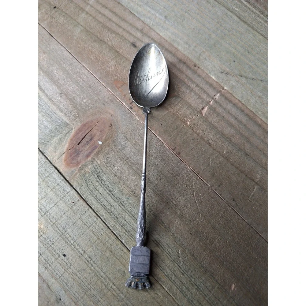 Vintage Bethune Souvenir Spoon Engraved Bowl Crown Finial Silver Tone Collect